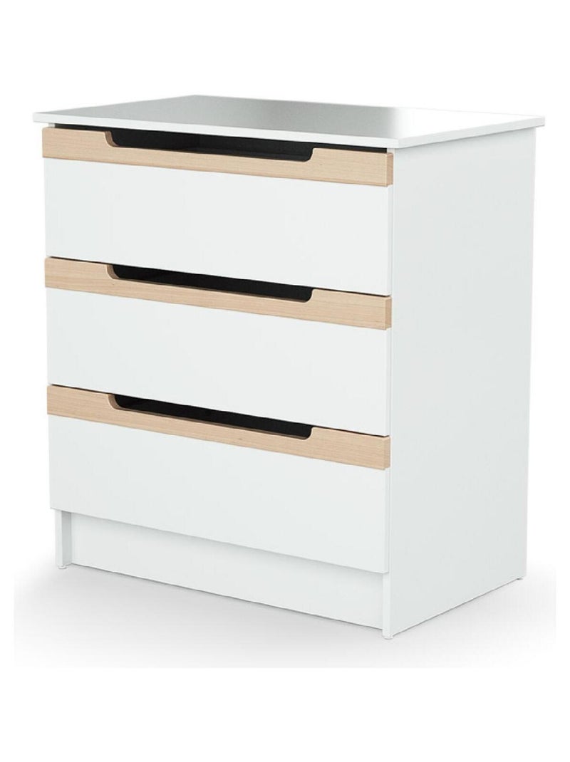At4 - commode à langer 3 tiroirs en bois carrousel blanc et hêtre verni Beige/Blanc - Kiabi
