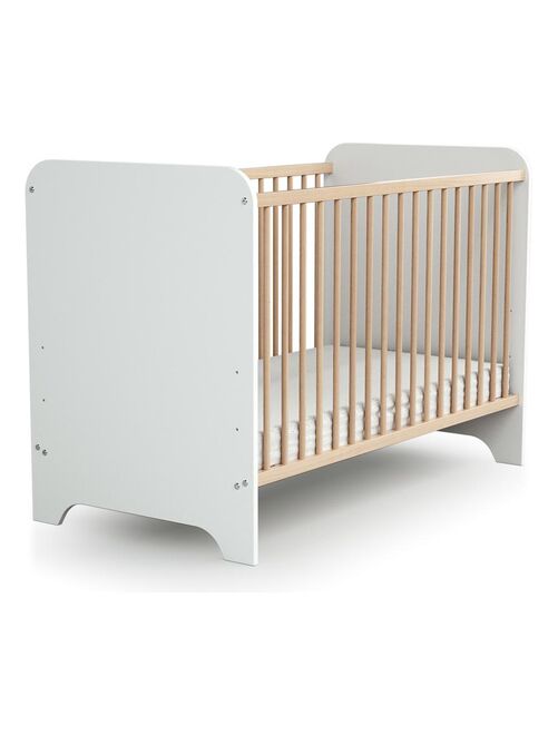 AT4 -  Lit bébé Carrousel en bois Blanc et Hêtre 60 x 120 cm - Kiabi