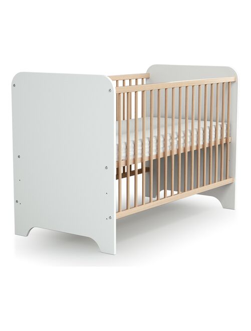 AT4 -  Lit bébé Carrousel en bois Blanc et Hêtre 60 x 120 cm - Kiabi