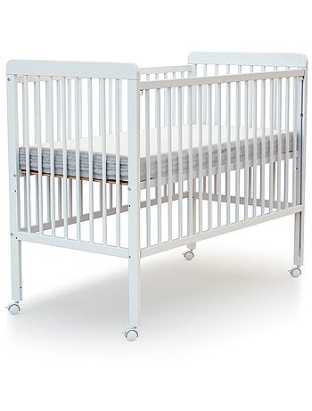 AT4 - Lit bébé coulissant en bois avec matelas en bois LIVO Hêtre Verni 60 x 120 cm