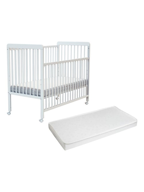 AT4 - Lit bébé coulissant en bois avec matelas en bois LIVO Hêtre Verni 60 x 120 cm - Kiabi
