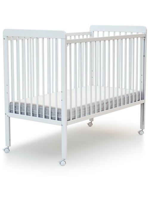 AT4 - Lit bébé coulissant en bois avec matelas en bois LIVO Hêtre Verni 60 x 120 cm - Kiabi