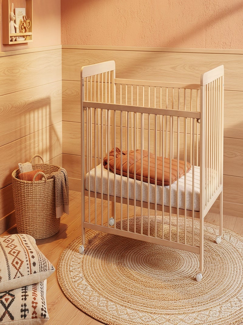 AT4 - Lit bébé coulissant en bois LIVO 60 x 120 cm Beige clair - Kiabi