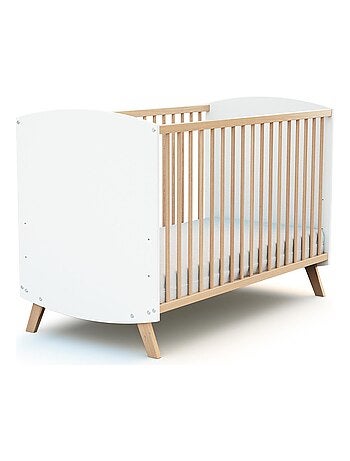 At4 - lit bébé en bois 60 x 120 cm scandinave blanc et hêtre