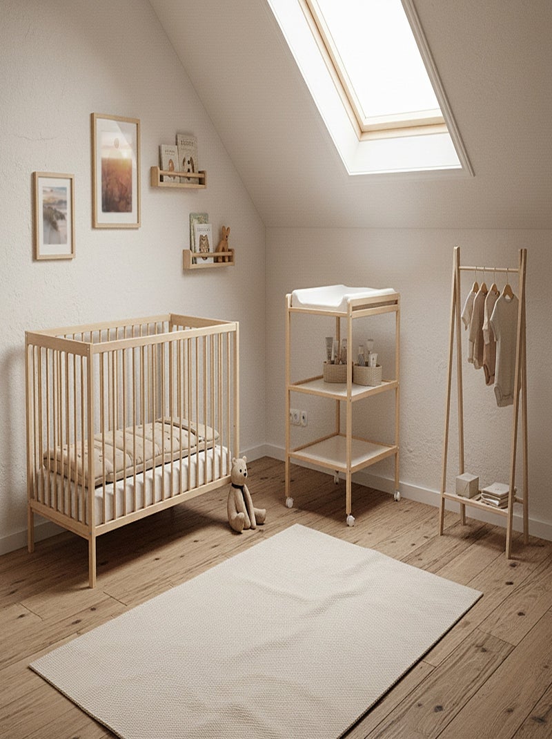 AT4 - Lit bébé en bois SONA 60 x 120 cm Marron noisette - Kiabi
