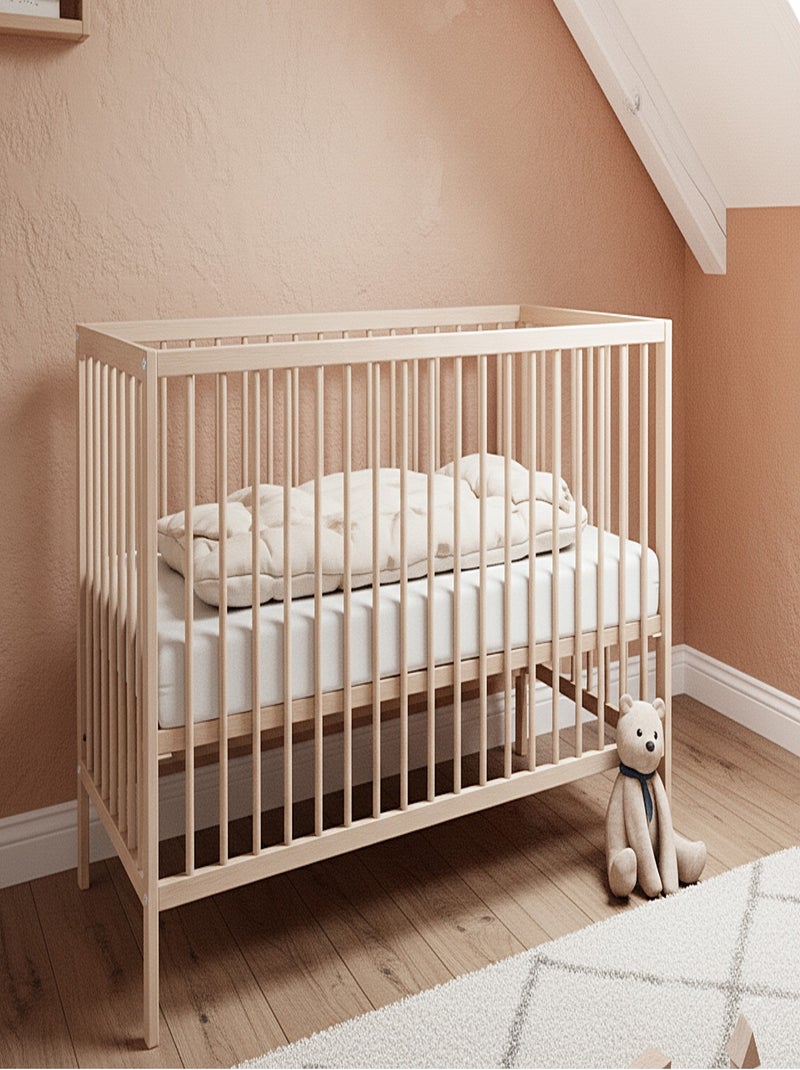 AT4 - Lit bébé en bois SONA 60 x 120 cm Marron noisette - Kiabi