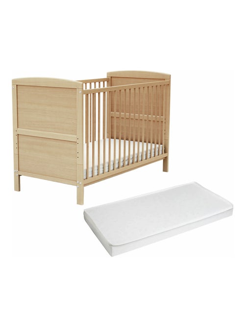 AT4 - Lit bébé évolutif en bois avec matelas en bois LUNA 60 x 120 cm - Kiabi