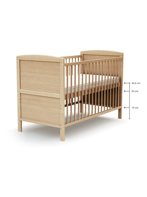 AT4 - Lit bébé évolutif en bois avec matelas en bois LUNA 60 x 120 cm - Kiabi
