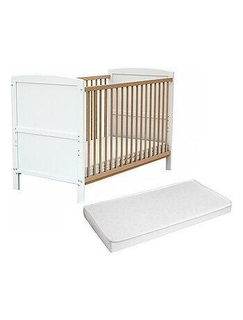 AT4 - Lit bébé évolutif en bois avec matelas en bois LUNA 60 x 120 cm