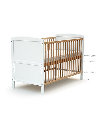 AT4 - Lit bébé évolutif en bois avec matelas en bois LUNA 60 x 120 cm