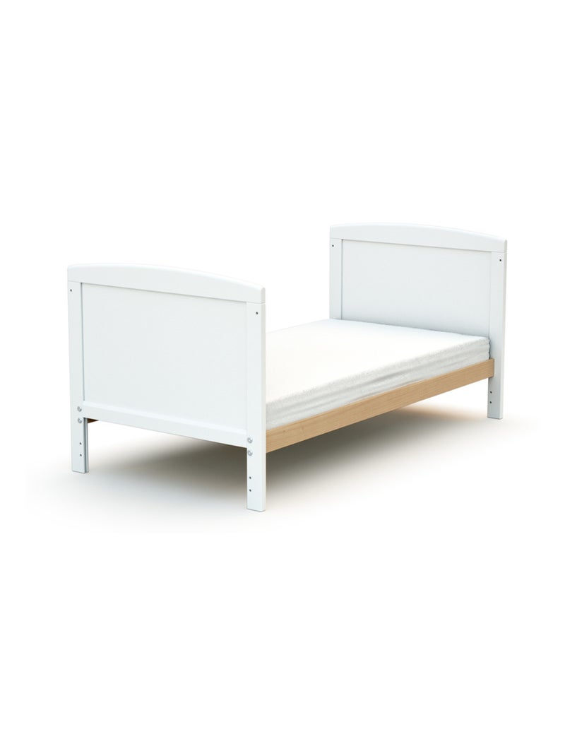 AT4 - Lit bébé évolutif en bois avec matelas en bois LUNA 60 x 120 cm Beige/Blanc - Kiabi