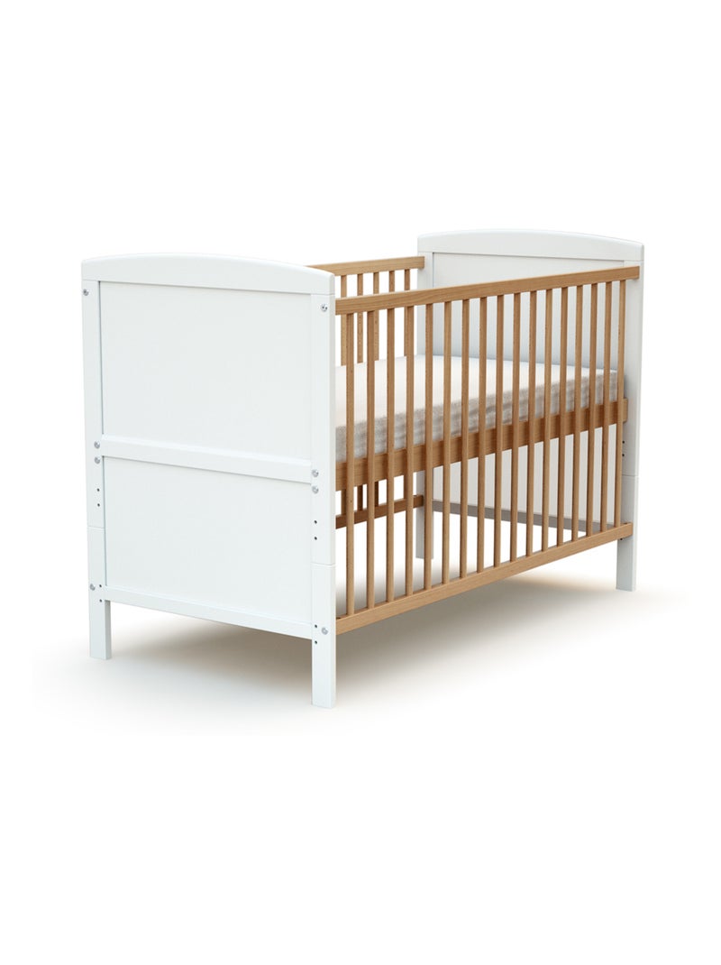 AT4 - Lit bébé évolutif en bois avec matelas en bois LUNA 60 x 120 cm Beige/Blanc - Kiabi