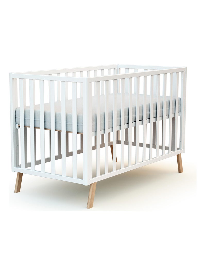 AT4 - Lit bébé évolutif en bois KASA 60 x 120 cm Blanc - Kiabi