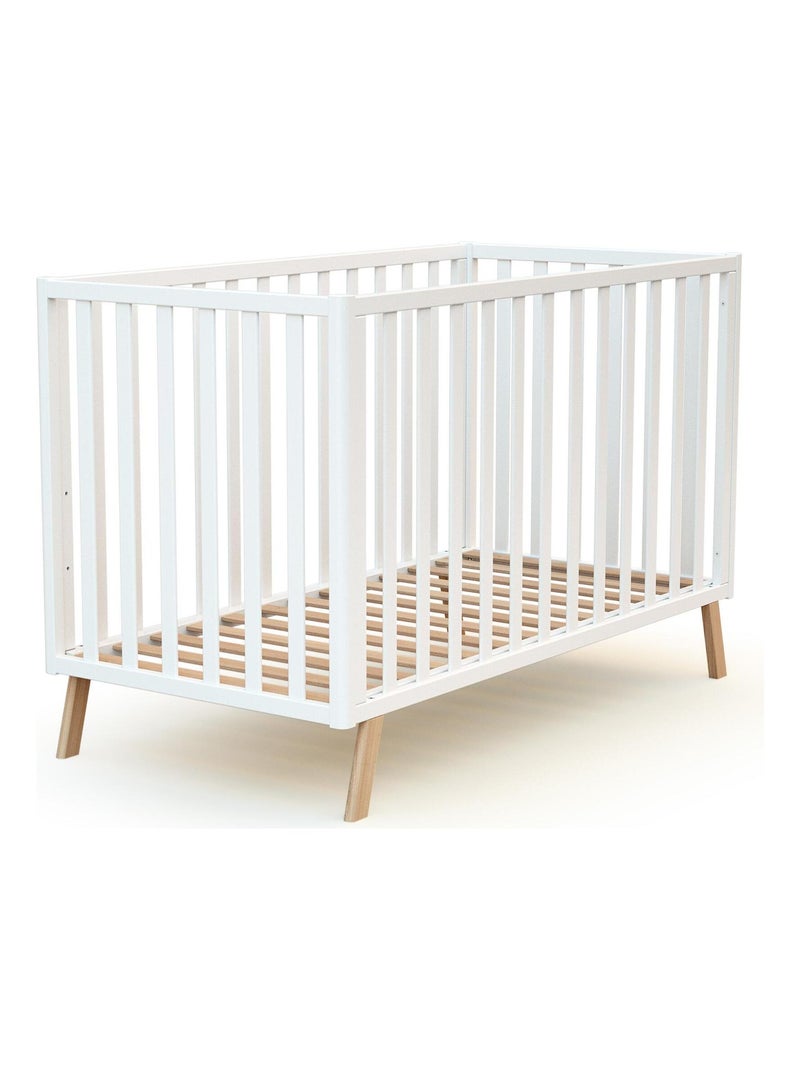 AT4 - Lit bébé évolutif en bois KASA 60 x 120 cm Blanc - Kiabi