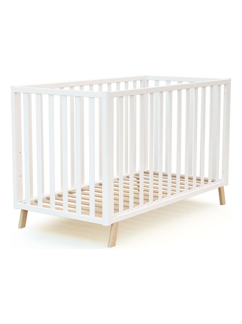AT4 - Lit bébé évolutif en bois KASA 60 x 120 cm Blanc - Kiabi