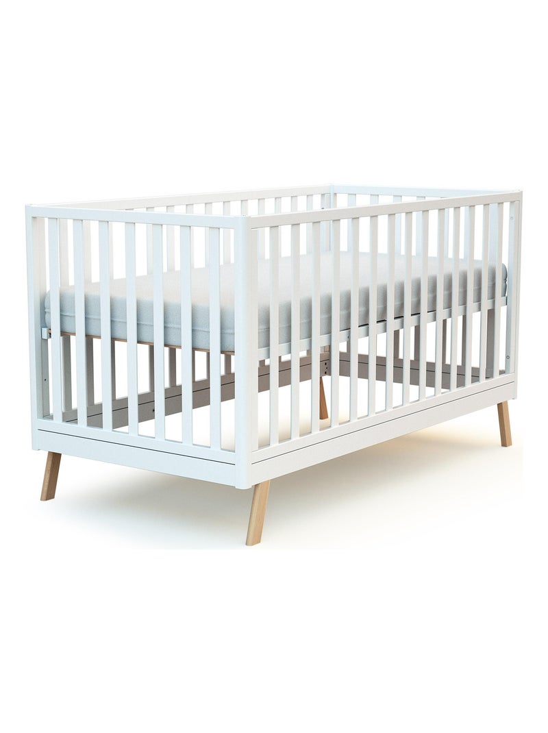 AT4 - Lit bébé évolutif en bois KASA 70 x 140 cm Blanc - Kiabi