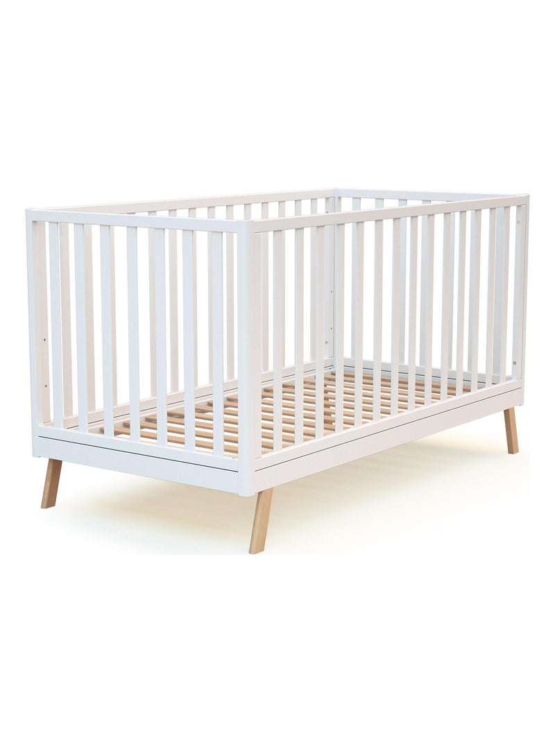 AT4 - Lit bébé évolutif en bois KASA 70 x 140 cm Blanc - Kiabi