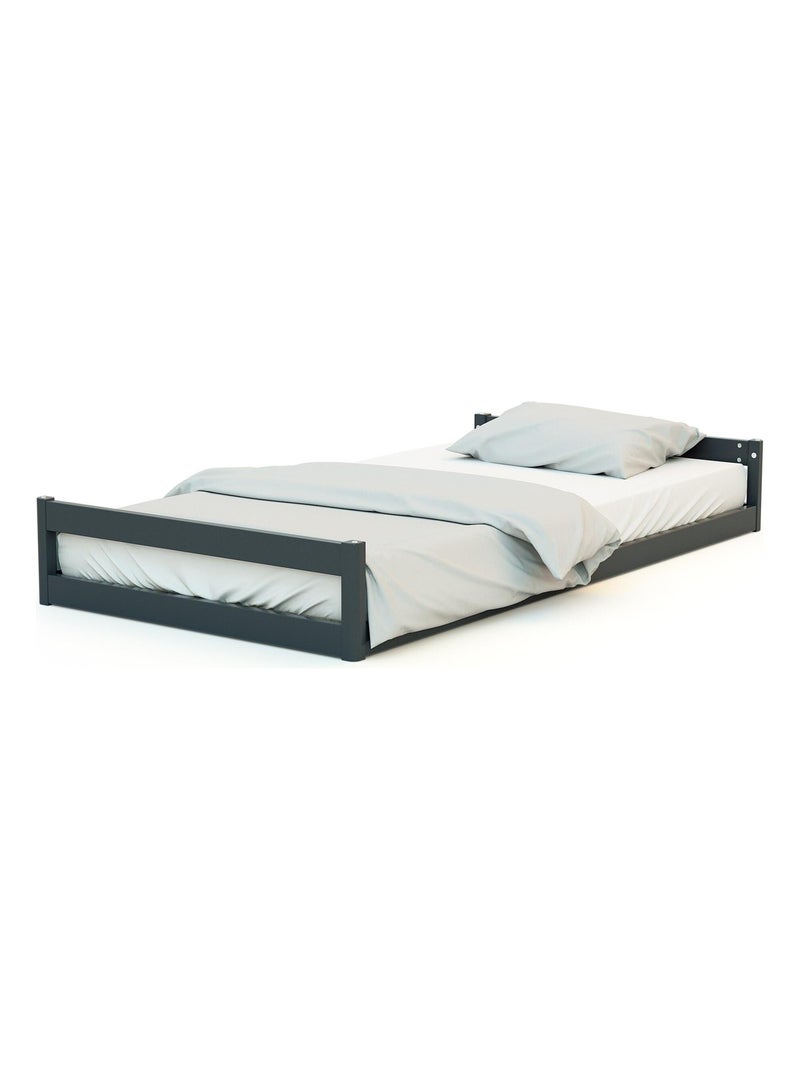 AT4 - Lit bébé évolutif en bois KASA 70 x 140 cm gris anthracite - Kiabi