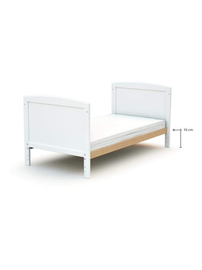 AT4 - Lit bébé évolutif en bois LUNA 60 x 120 cm Beige/Blanc - Kiabi