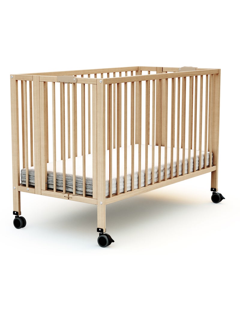 AT4 - Lit bébé pliant en bois FLOW 60 x 120 cm Beige clair - Kiabi