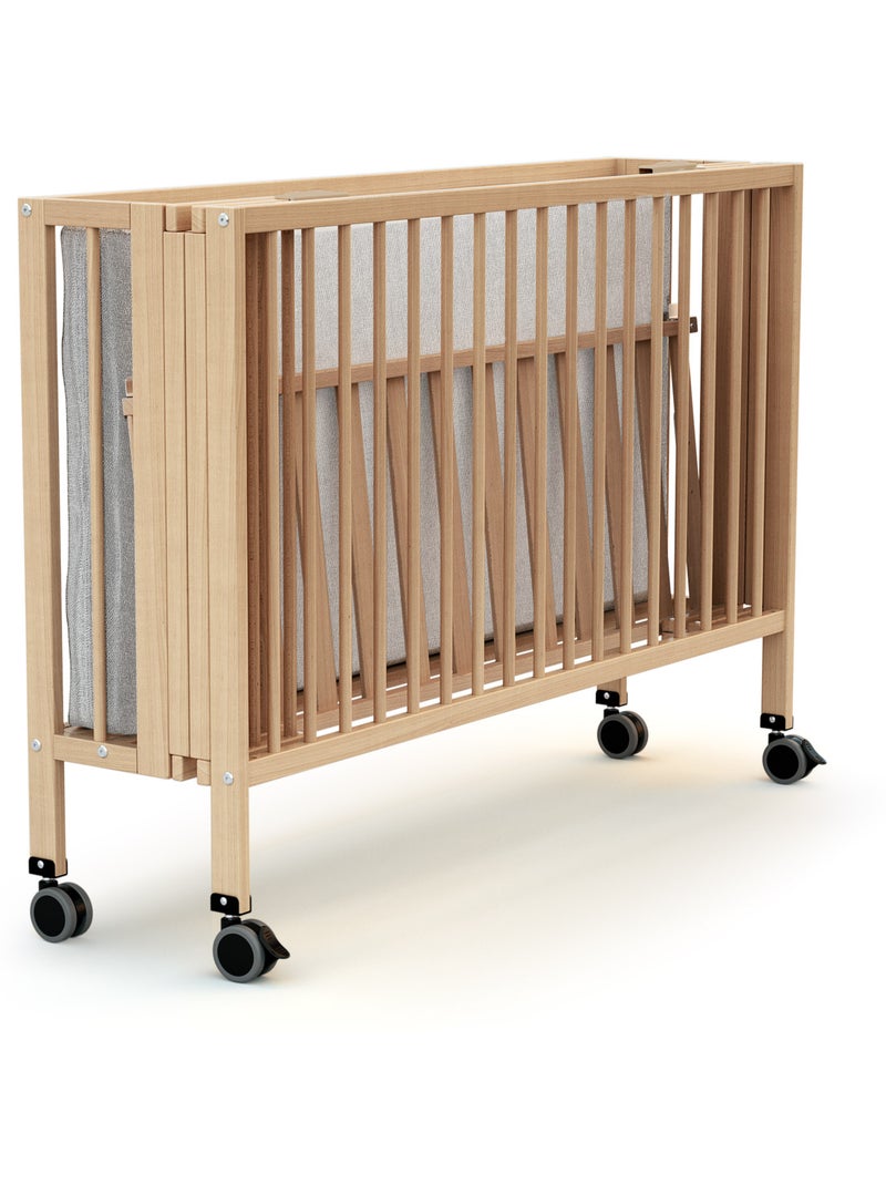 AT4 - Lit bébé pliant en bois FLOW 60 x 120 cm Beige clair - Kiabi