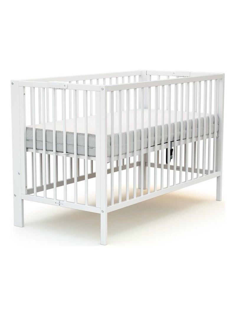 AT4 - Lit bébé pliant en bois FOLDO 60 x 120 cm Blanc - Kiabi