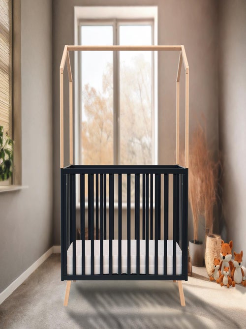 AT4 - Lit cabane bébé évolutif en bois KASA 60 x 120 cm - Kiabi