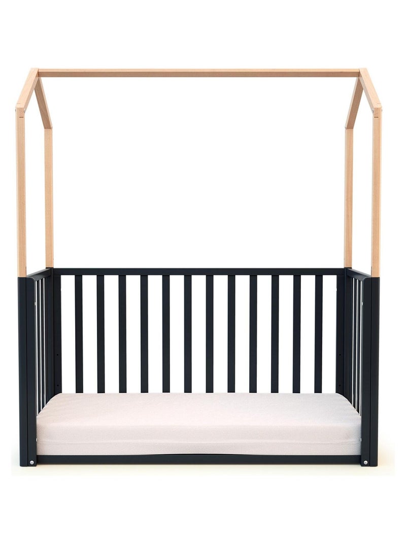 AT4 - Lit cabane bébé évolutif en bois KASA 60 x 120 cm Beige gris - Kiabi