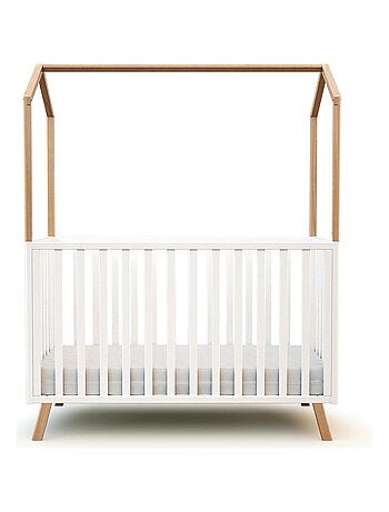 AT4 - Lit cabane bébé évolutif en bois KASA 60 x 120 cm