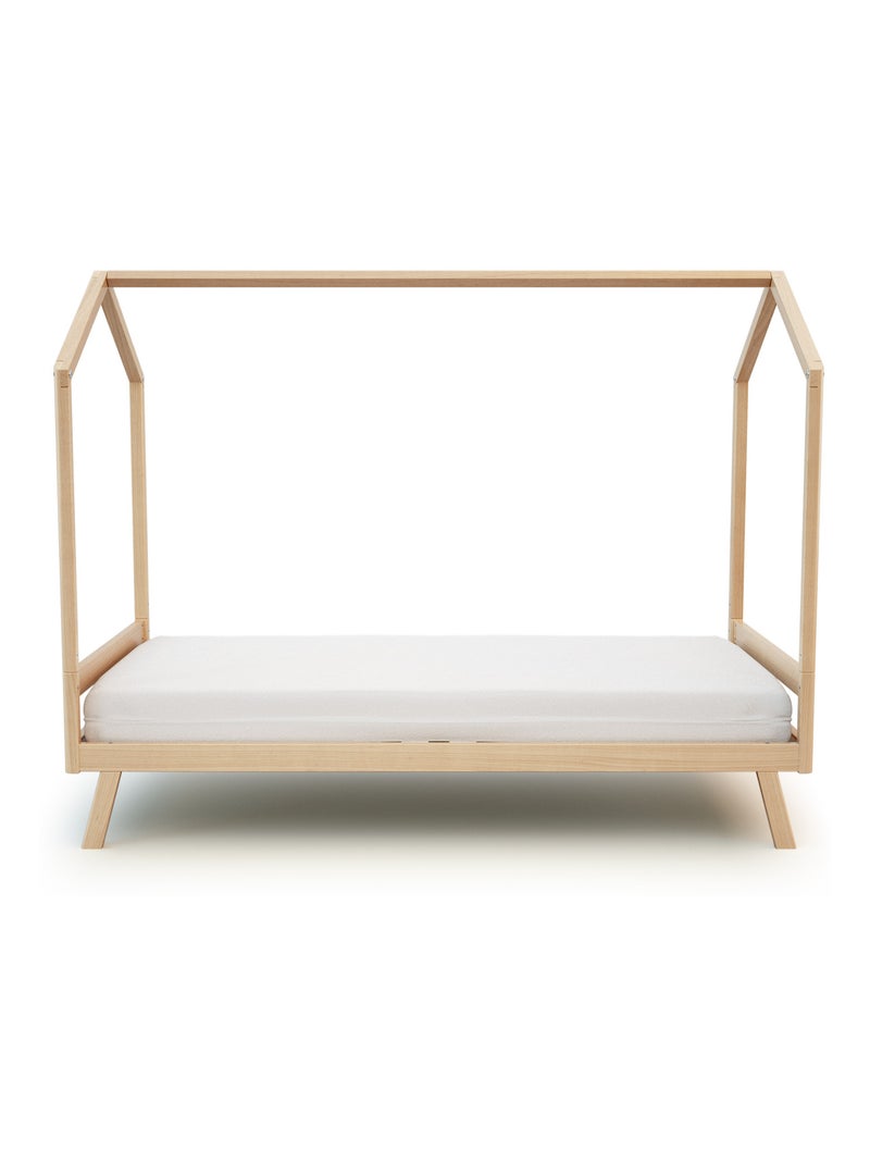 AT4 - Lit cabane bébé évolutif en bois KASA 70 x 140 cm Beige clair - Kiabi