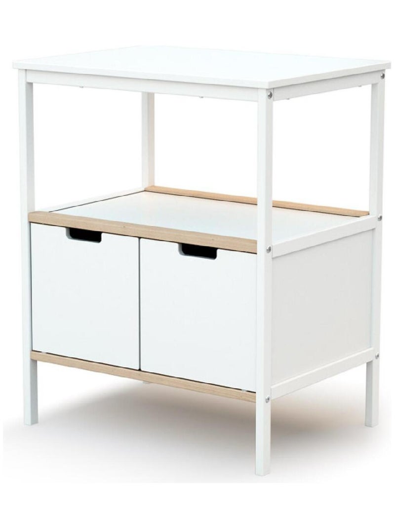 AT4 - Meuble à langer 2 portes en bois NATUR Blanc Beige - Kiabi