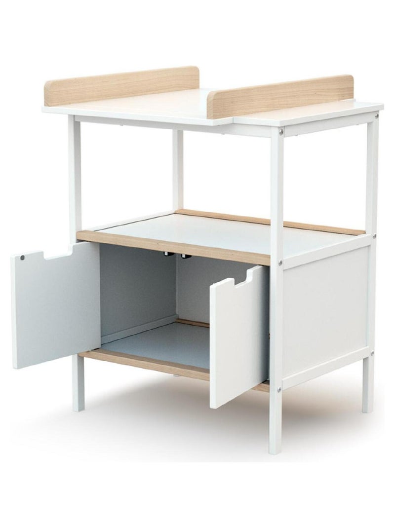AT4 - Meuble à langer 2 portes en bois NATUR Blanc Beige - Kiabi