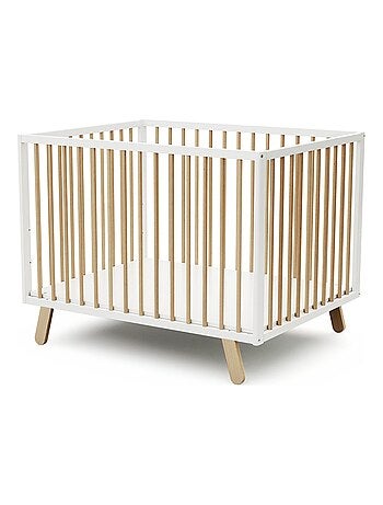 AT4 - Parc bébé en bois PIRATE Blanc et Hêtre Verni 80 x 100 cm