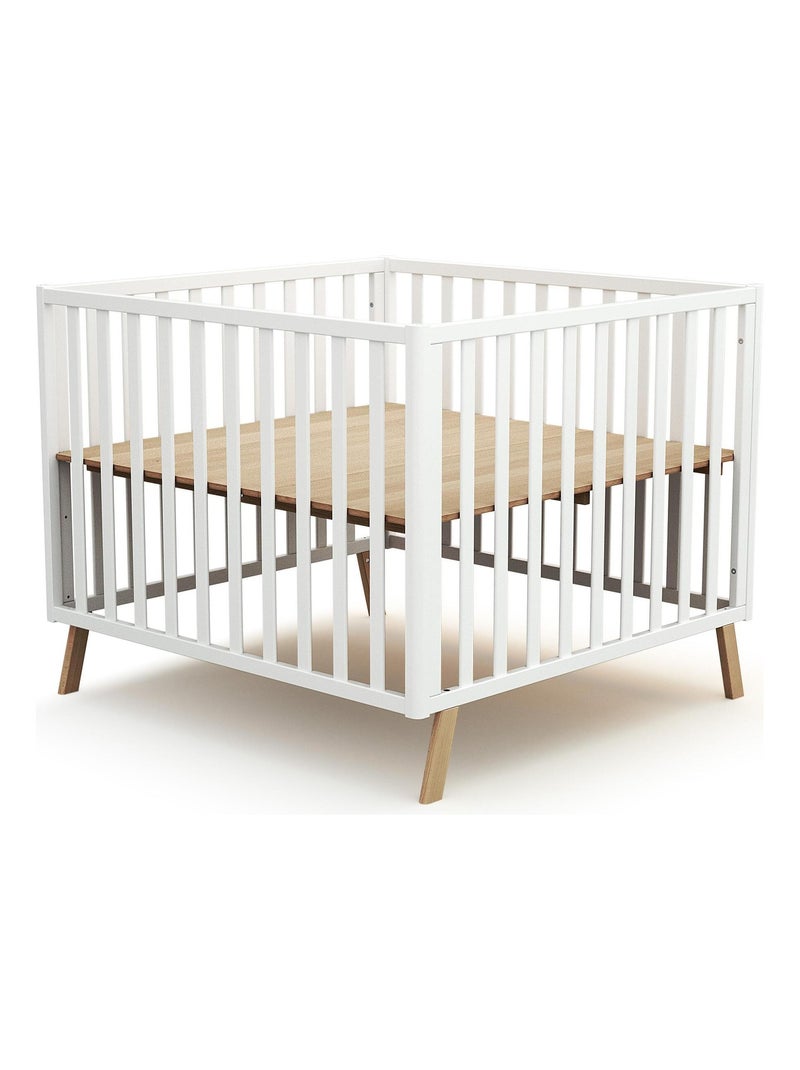 AT4 - Parc bébé évolutif en bois KASA 100 x 100 cm Blanc - Kiabi
