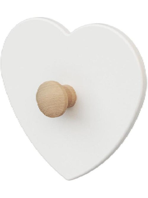 AT4 - Patère enfant Cœur en bois ESSENTIEL Blanc et Hêtre Brut - Kiabi AT4 - Patère enfant Cœur en bois ESSENTIEL Blanc et Hêtre Brut - Kiabi
