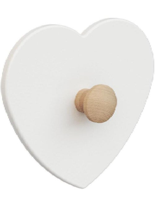 AT4 - Patère enfant Cœur en bois ESSENTIEL Blanc et Hêtre Brut - Kiabi AT4 - Patère enfant Cœur en bois ESSENTIEL Blanc et Hêtre Brut - Kiabi