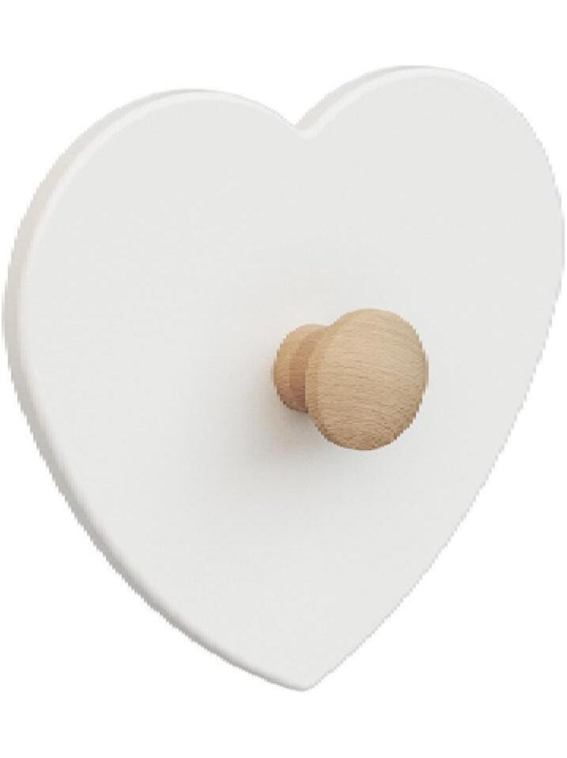 AT4 - Patère enfant Cœur en bois ESSENTIEL Blanc et Hêtre Brut Blanc Beige - Kiabi