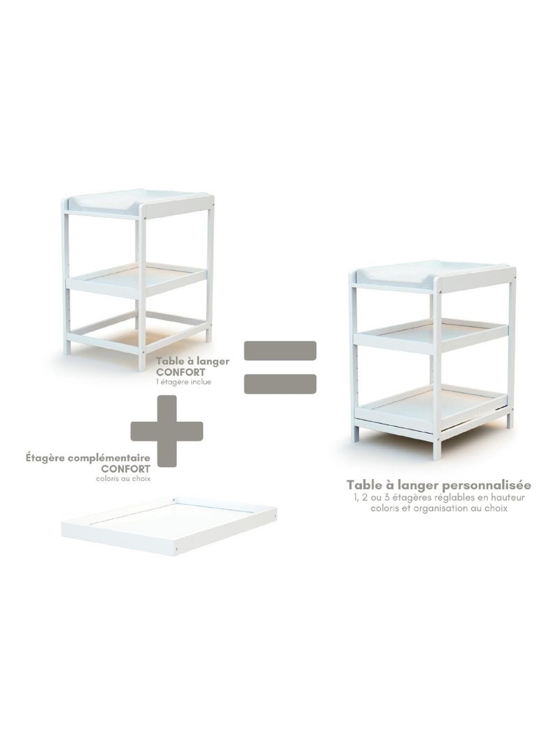 AT4 - Table à langer 1 étagère en bois LIMA Blanc - Kiabi