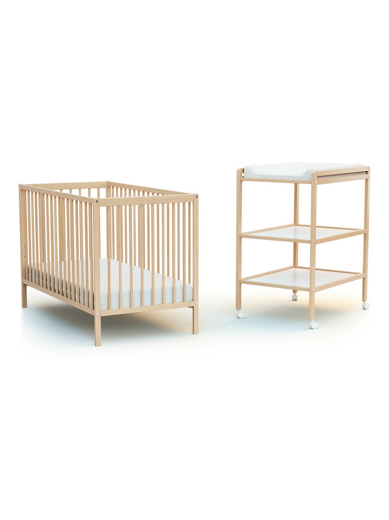 AT4 - Table à langer 2 étagères en bois LILO Beige clair - Kiabi
