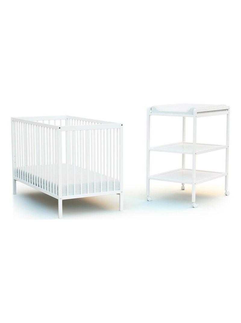 AT4 - Table à langer 2 étagères en bois LILO Blanc - Kiabi