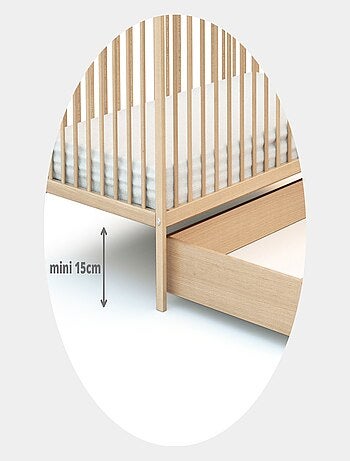 AT4 - Tiroir de lit bébé en bois ROLO Blanc 60 x 120