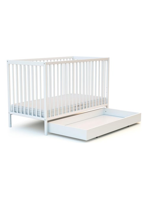 AT4 - Tiroir de lit bébé en bois ROLO Blanc 60 x 120 - Kiabi