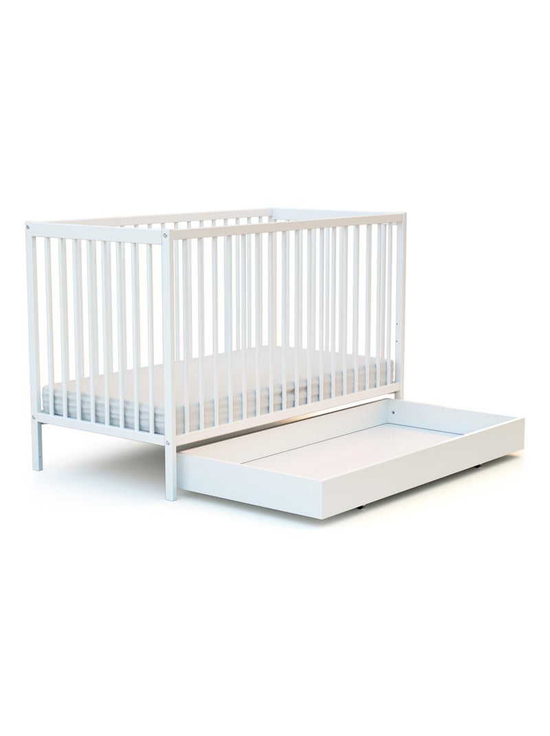 AT4 - Tiroir de lit bébé en bois ROLO Blanc 60 x 120 Blanc - Kiabi