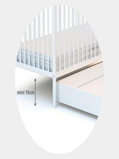 AT4 - Tiroir de lit bébé en bois ROLO Blanc 60 x 120 - Kiabi