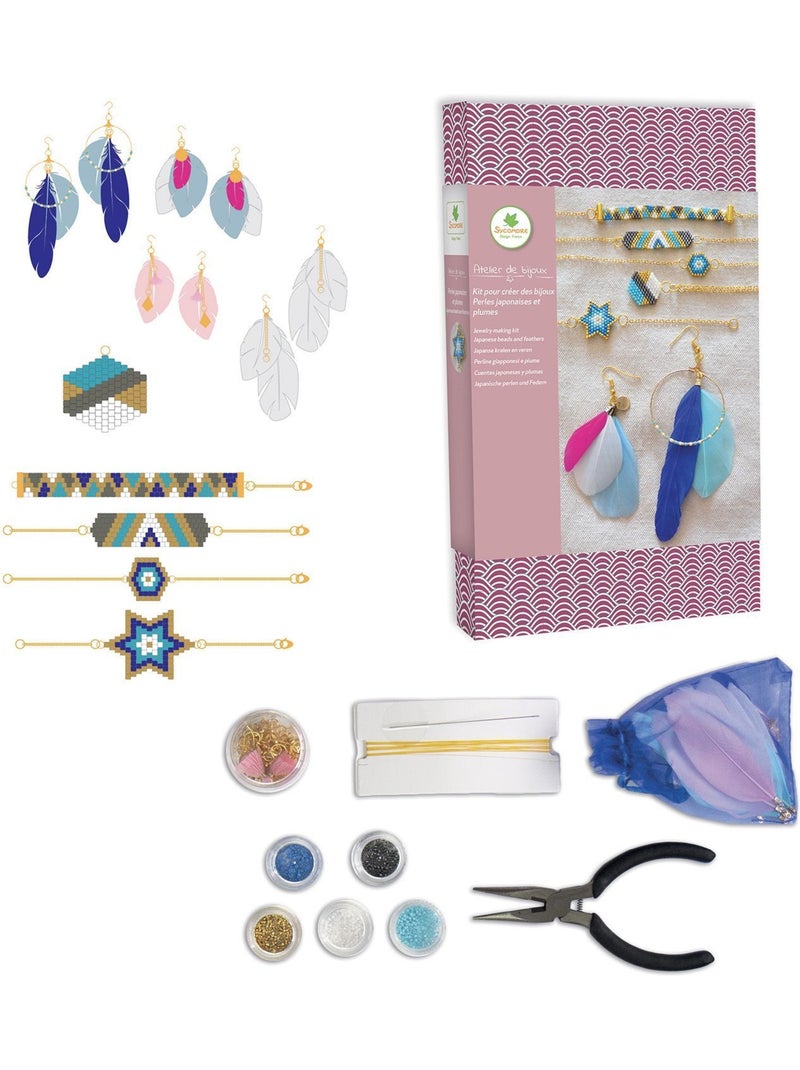 Atelier de bijoux - sycomore - perles japonaises et plumes - dès 12 ans Blanc - Kiabi