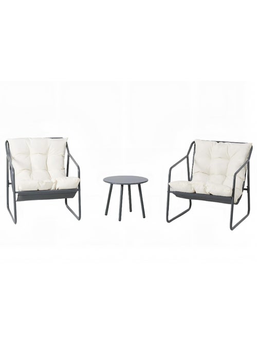 ATRANI Ensemble de jardin 2 fauteuils gris avec table basse - Kiabi ATRANI Ensemble de jardin 2 fauteuils gris avec table basse - Kiabi
