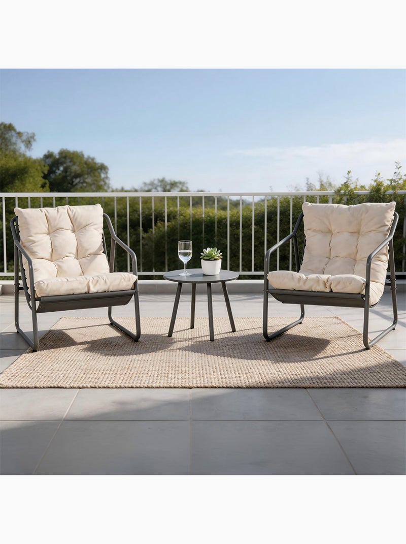 ATRANI Ensemble de jardin 2 fauteuils gris avec table basse Gris - Kiabi