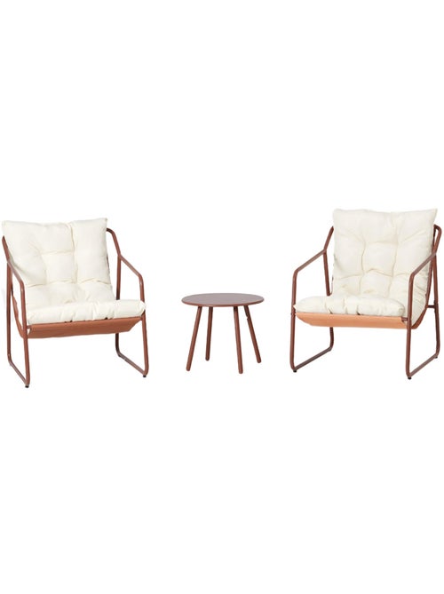 ATRANI Ensemble de jardin 2 fauteuils terracotta avec table basse - Kiabi ATRANI Ensemble de jardin 2 fauteuils terracotta avec table basse - Kiabi