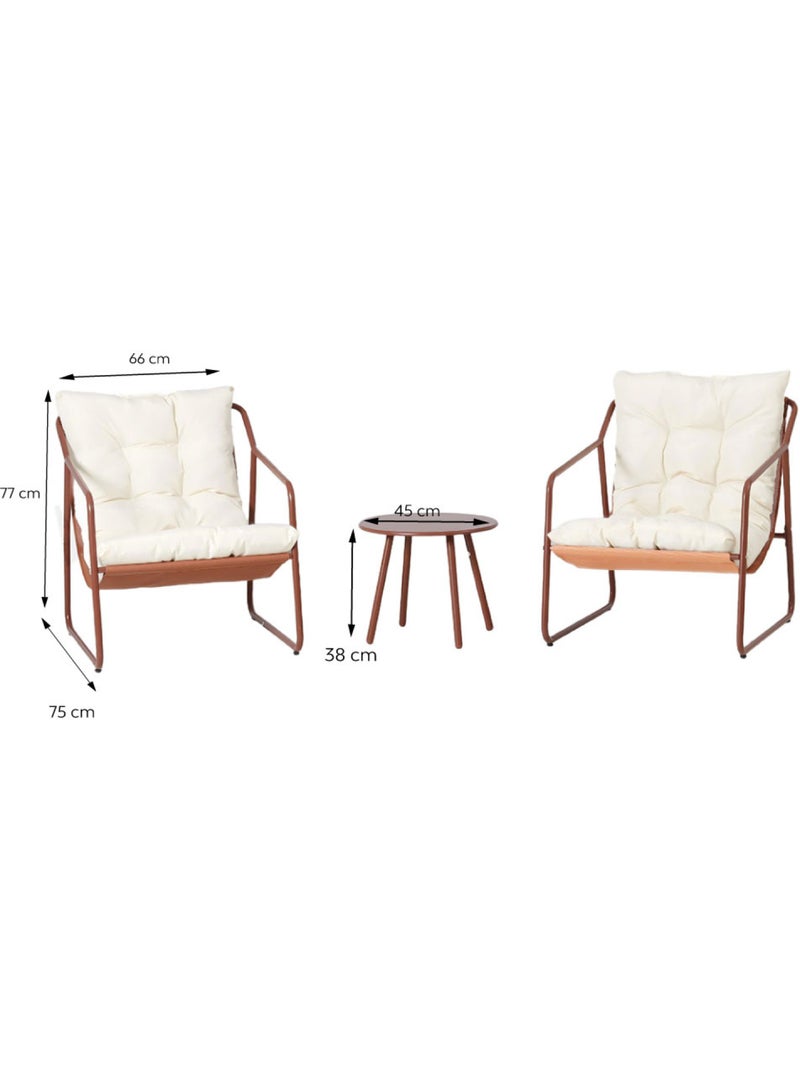 ATRANI Ensemble de jardin 2 fauteuils terracotta avec table basse Terracotta - Kiabi