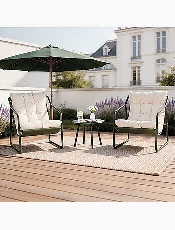 ATRANI Ensemble de jardin 2 fauteuils terracotta avec table basse